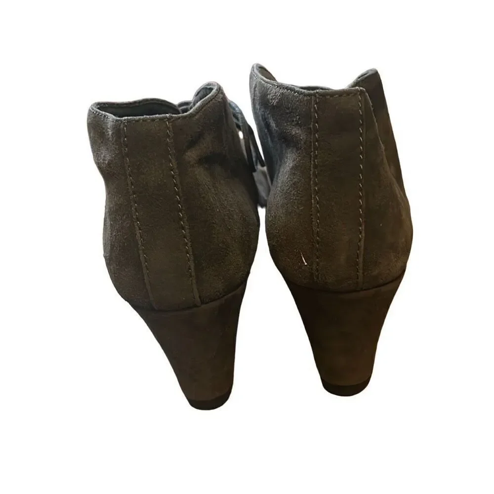 Clarks Women's Suede Wedge Ankle‎ Boots Lace Up Dark Gray Size 10M